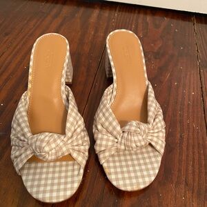 J. Crew Gingham Knot Heeled Sandal size 6 NEW